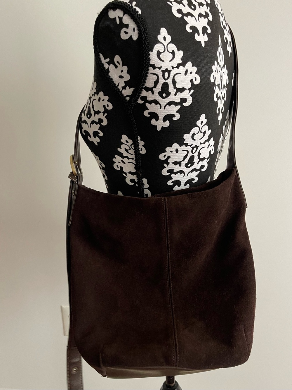 Faded Glory Dark Brown Suede Shoulder Hobo with Adjustable Strap